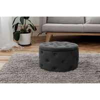 Taburet Alia cu spatiu depozitare, tapitat cu velur, 55x30 cm, negru