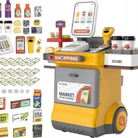 Set magazin pentru copii cu lada si roti, sunete, rafturi multiple, 48x30x58 cm, multicolor