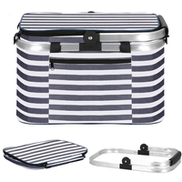 Geanta pentru picnic sau plaja, termoizolanta, 28 litri, alb albastru