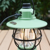 Lampă de camping retro portabilă, Felinar Vintage LED ABS, Acumulator inclus 1200 mAh, reincarcabila, 3 moduri de iluminare, intensitate reglabila,Lampa portabila pentru cort în aer liber, Mint