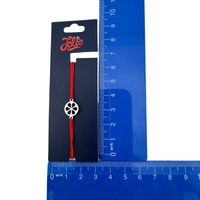Martisor Bratara din Inox pentru Copii, Jolie, Textil si Inox, Snur Rosu, Model Floare, Argintiu