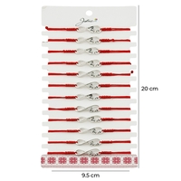 Martisor Bratara Impletita cu Pandantiv din Inox, Jolie, pentru Dama, Set 12 bucati, Snur Rosu Textil, Dimensiune Reglabila, Model Love Infinit