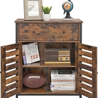 VASAGLE Comoda depozitare cu 2 sertare si polite, usi tip jaluzea, stil industrial, 30x70x80 cm, maro rustic