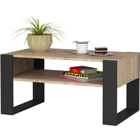 Masuta de cafea Domi cu raft inferior, blat laminat, 92x50x45 cm, stejar sonoma si negru