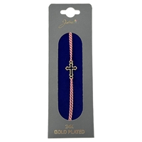 Bratara Placata cu Aur 24k, Jolie, Model CRUCE, Martisor Bratara, cu Snur Alb/Rosu, Auriu