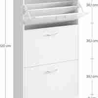 VASAGLE Dulap pantofi cu 2 usi rabatabile, pentru 12-18 perechi, 60x24x120 cm, alb