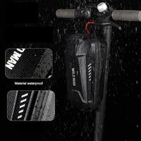 Borseta pentru bicicleta/trotineta Flippy, spatiu de depozitare, antisoc, waterproof, cu fermoar, 3L, material carbon si plastic dur, pentru trotineta electrica scuter, bicicleta, negru