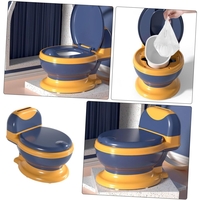 Olita Bebelusi, Flippy, pentru Copii 1 - 8 Ani, Model Toaleta Adulti, Colac Moale PVC, Compartiment Detasabil, Cutie Depozitare Hartie, 34 x 32 x 19 cm, Albastru/Portocaliu