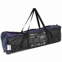 Cort camping 4 persoane cu antreu, impermeabil 3000 mm, 450x210x150 cm, negru si albastru