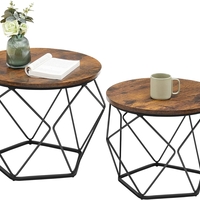 VASAGLE Set de 2 mese de cafea, stil industrial, 50x40cm si 40x36cm, maro rustic si negru