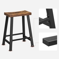 VASAGLE Set 2 scaune bar cu sezut curbat, cadru metalic, 46x33x60 cm, maro rustic