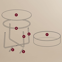 VASAGLE Masuta de cafea rotunda cu cos de stofa, stil modern, 45x75cm, alb cu bej