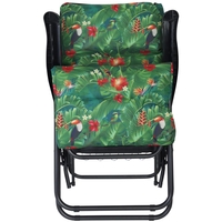 Scaun de gradina cu perna, reglaj pe pozitii, cadru metalic pliabil, 57x83x106 cm, multicolor