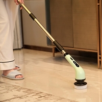 Perie Electrica de Curatare, Flippy, pentru Gresie, Baie, Bucatarie, 25x20x9.5 cm, cu 9 Capete, Maner Extensibil Detasabil 84-127cm, Incarcare USB-Type C, Rotire 360 de Grade, 3000 mAh, Culoare: Verde