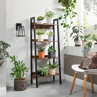 VASAGLE Biblioteca tip scara, cadru otel cu 4 polite din MDF, stil industrial, 56x34x138cm, maro rustic si negru
