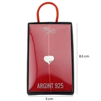Bratara Argint 925 pentru Dama, Jolie, Model Inima Plina, Martisor Bratara de 1 Martie, Pandativ Argintiu cu Snur Rosu