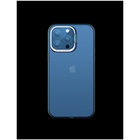 Husa de protectie pentru iPhone 14 Plus, cu suport metalic pentru camera, Bracket Series, Vafy, Protectie Antisoc, PC mat, silicon moale pe margini, Albastru