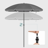 SONGMICS Umbrela terasa gradina sau plaja, cu inclinare, husa, diametru 200cm, gri
