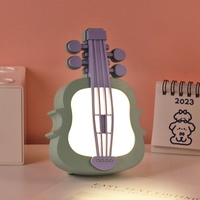 Lampa de Veghe, Flippy, cu Protectie pentru Ochi, Model Violina, Lumina Calda, Incarcare USB, ABS, 14.3x5x9.9 cm, Verde/ Mov