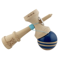 Kendama X Originala RAINBOW, Profesionala, Flippy, Cupe Mari KING SIZE V3, Super Sticky, Gaura in Baza, Rulment Metalic, din lemn 18 cm, Ata 62/65 cm, Albastru/Maro