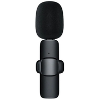 Microfon Lavalieră Wireless, Flippy, Bluetooth 5.0, 1 Microfon + 1 Receptor Tip C, Autonomie 1-3h, 70 dB, Baterie 50 mAh, Negru