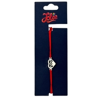 Martisor Bratara din Inox pentru Copii, Jolie, Textil si Inox, Snur Rosu, Model Mama, Argintiu