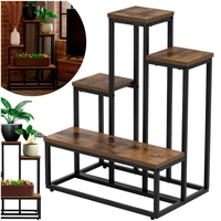 Etajera cu 4 rafturi din metal si MDF, 51x34x67 cm, negru si maro