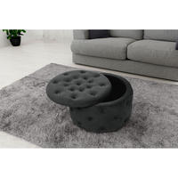 Taburet Alia cu spatiu depozitare, tapitat cu velur, 55x30 cm, negru