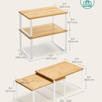 SONGMICS Set 4 rafturi de bucatarie suprapozabile, pentru ustensile sau condimente, 20x30x16cm, natur si alb