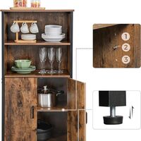 VASAGLE Comoda cu rafturi tip bufet, utilizare multifunctionala, stil industrial, 35x60x125cm, maro rustic