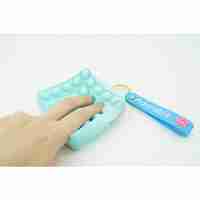 Jucarie antistres din silicon, Flippy, Pop It Now and Flip It, Portofel patrat, Verde/Bleu