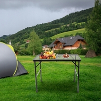 Masa pliabila metalica pentru gradina sau drumetie, 80x40x66cm, inaltime reglabila, neagra