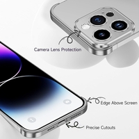 Husa Metalica Edgeless Compatibila cu iPhone 16 Pro, Vafy, Protectie pentru Colturi si Camera, Aliaj Aluminiu, Antisoc, Antizgariere, Argintiu Titan