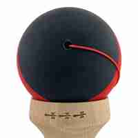 Kendama X Originala, Profesionala, Flippy, Cupe Mari KING SIZE V3, Rubber Grip, Gaura in Baza, Rulment Metalic, din lemn 18 cm, Ata 62/65 cm, Bicolor Negru/Rosu