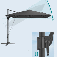SONGMICS Umbrela de gradina cu manivela tip pendul 270x270 cm, UPF 50+, rotire 360°, inclinare reglabila, gri
