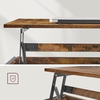 VASAGLE Masa de cafea cu inaltime reglabila, spatiu de depozitare ascuns, 60x100x(48-62) cm, maro rustic