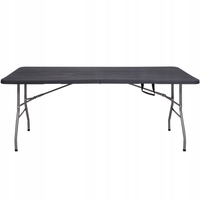 Masa dreptunghiulara pliabila multifunctionala, 1.8 m x 0.75 m x 0.75 m, neagra