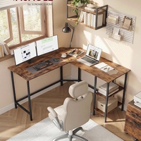 VASAGLE Birou de colt in forma de L, cu 2 rafturi de depozitare, 130x130x76 cm, industrial, maro rustic