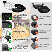 Tocator Manual pentru Carne, Vafy, cu Capac Transparent, Tocator de Pui Antiderapant, Manere Ergonomice, 25 x 25 x 5.5 cm, Negru