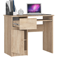 Birou computer PIKSEL, cu sertar, dulap si raft pentru tastatura, stanga, 90x50x77 cm, stejar sonoma