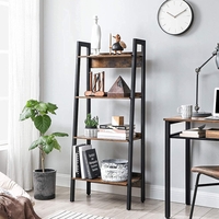 VASAGLE Biblioteca tip scara, cadru otel cu 4 polite din MDF, stil industrial, 56x34x138cm, maro rustic si negru