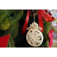 Ornament brad de Craciun, Perlat, Rotund, 8 cm x 11 cm, Plastic, Flippy
