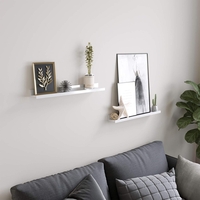 SONGMICS Set 2 rafturi plutitoare suspendate perete cu finisaj lucios, MDF, 60x10x5 cm, alb