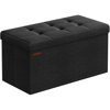 SONGMICS Taburet pliabil cu sezut moale, spatiu de depozitare 89 litri, maxim 300kg, 76x38x38 cm, negru