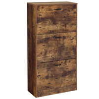 VASAGLE Dulap pantofi cu 3 usi rabatabile, din lemn, pentru 12-18 perechi, 60x24x120cm, maro rustic