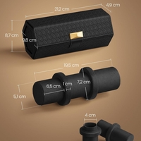 SONGMICS Cutie voiaj ceasuri Ronne, 3 compartimente + spatiu ascuns, 21x10x9 cm, negru