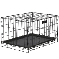 Cusca pentru animale, 2 usi, Pliabila din metal, XL, Negru, 93x67x56 cm
