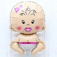 Balon din Folie Metalizata, Vafy, Figurina Fetita, Tema Botez, 73x48 cm, Ambalaj Individual, Pai Inclus, Umflare cu Aer sau Heliu, Roz