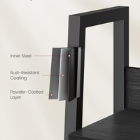 VASAGLE Biblioteca tip scara, cadru otel cu 5 polite, stil industrial, 80x30x170 cm, negru