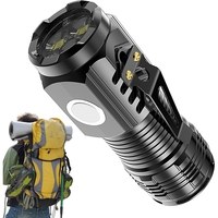 Lanterna cu 3 Nuclee Led, Vafy, Incarcare USB, Autonomie 4-20h, Raza Maxima 100-200 m, 5W, 4 x 4 x 9 cm, Suport de Agatat, Fund Magnetic, Negru
